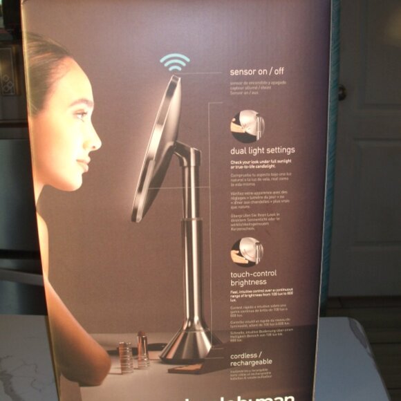 Simplehuman 8” Round Sensor Make-up Mirror 5x Cordless | Stainless Steel ST3052 - Picture 5 of 7